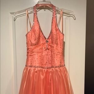 Elegant Peach Beaded Gown